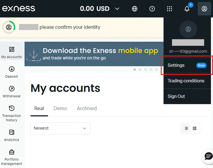 How to Change Exness Security Method 1