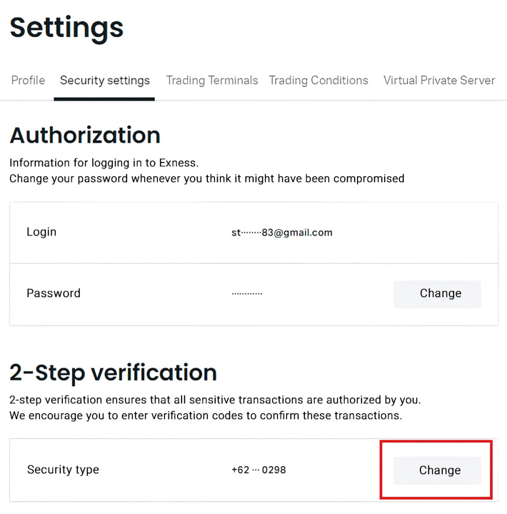 How to Change Exness Security Method 2