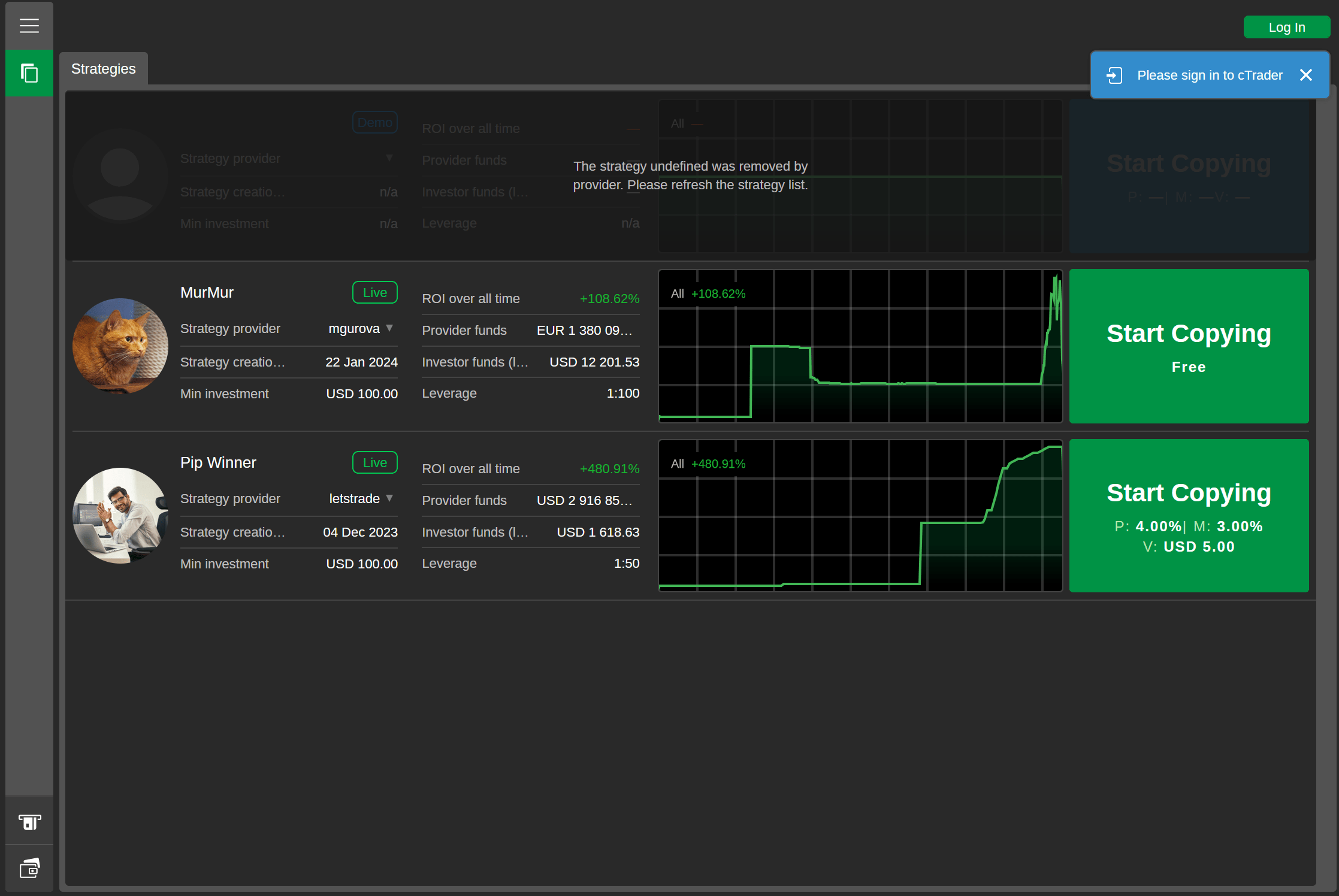 cTrader 5.0 Multiple Strategies Widget